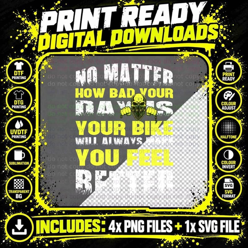 How Bad Your Day Is T-Shirt, Biker Apparel Png SVG Digital Bundle