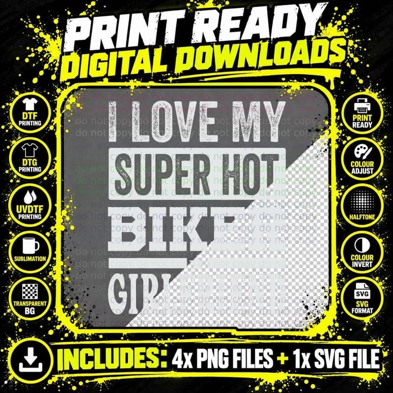 I Love My Super Hot Biker Girlfriend T-Shirt Png SVG Digital Bundle