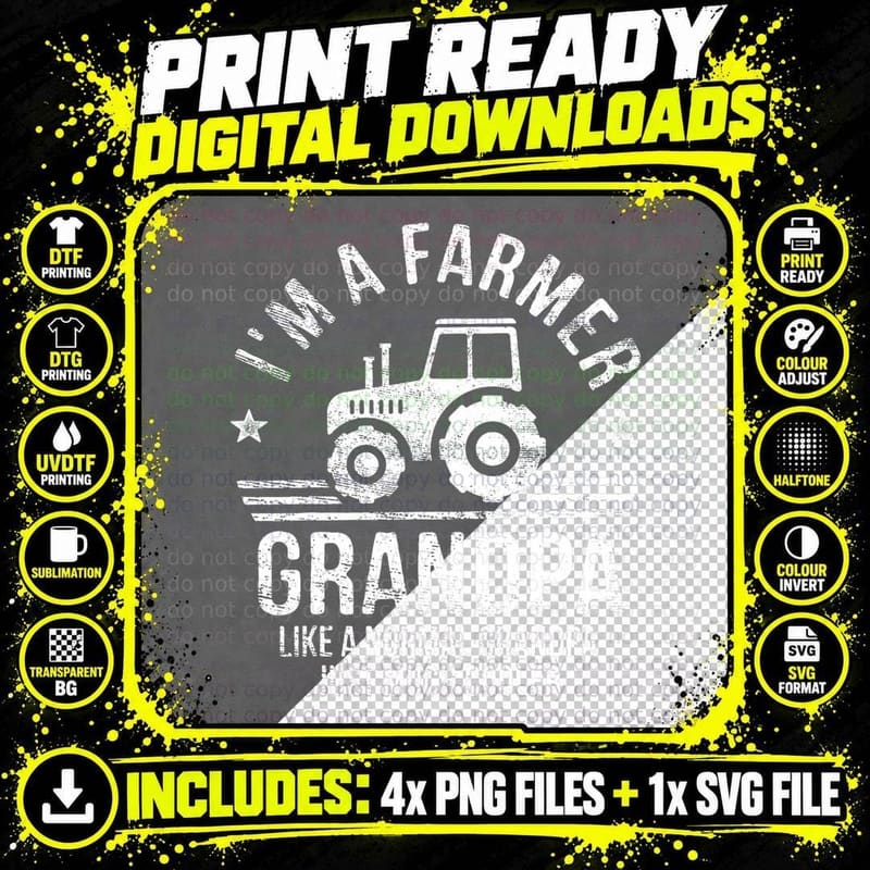I'm a Farmer Grandpa Rancher Gifts Tractor Farm Farming Png SVG Digital Bundle