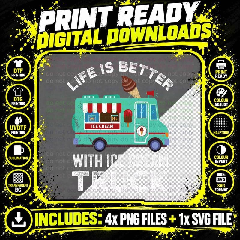 Ice Cream Truck Driver Life Is Better Nostalgic Mobile Png SVG Digital Bundle