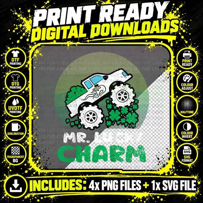 Kids St Patricks Day Boys Kids Mr Lucky Charm Retro Png SVG Digital Bundle