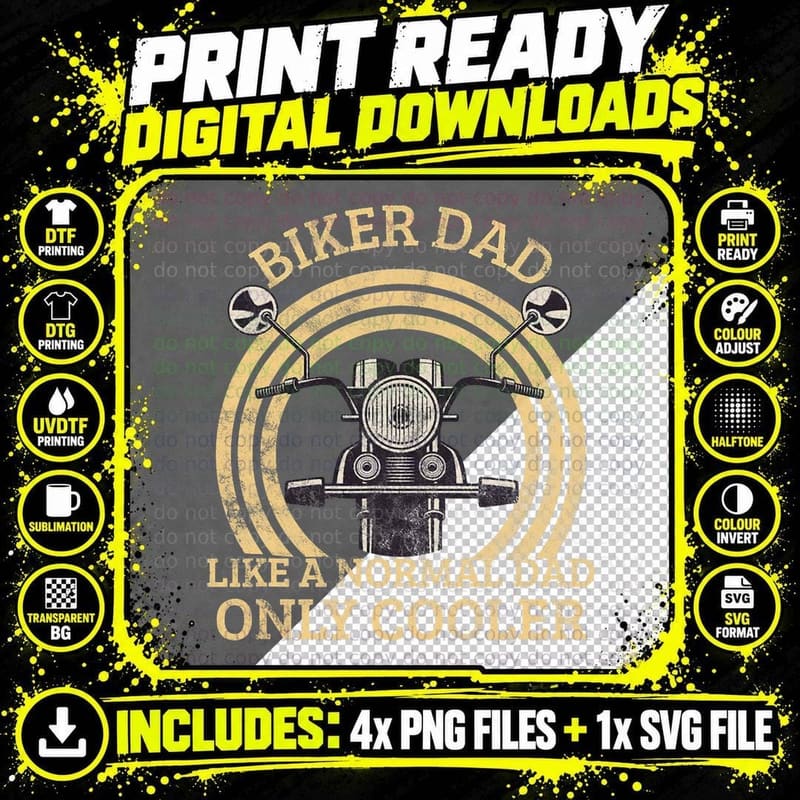Mens Funny Biker Dad Motorcycle T-Shirt, Biker Dad Humor Png SVG Digital Bundle