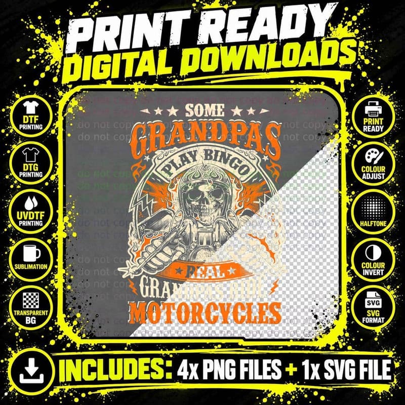Mens Some Grandpas Play Bingo Real Grandpas Ride Png SVG Digital Bundle