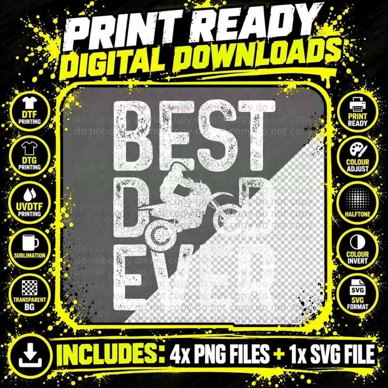 Motocross Best Dad Ever Father's Day Dirt Bike MX Biker Png SVG Digital Bundle