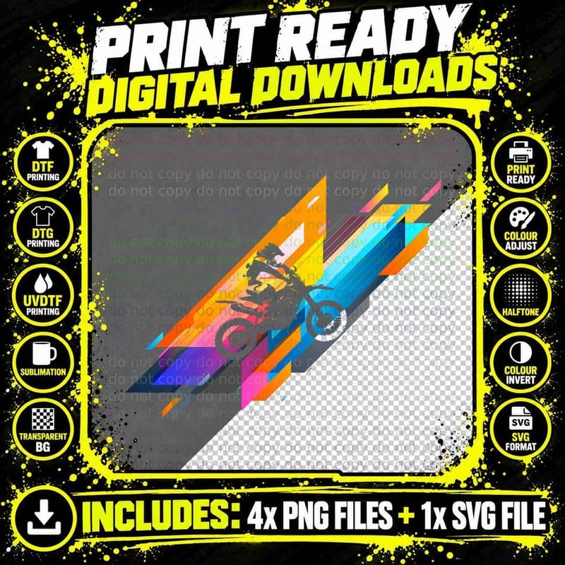 Motorcross Dirt Bike Rider Biker Motorist Motorcycle Png SVG Digital Bundle