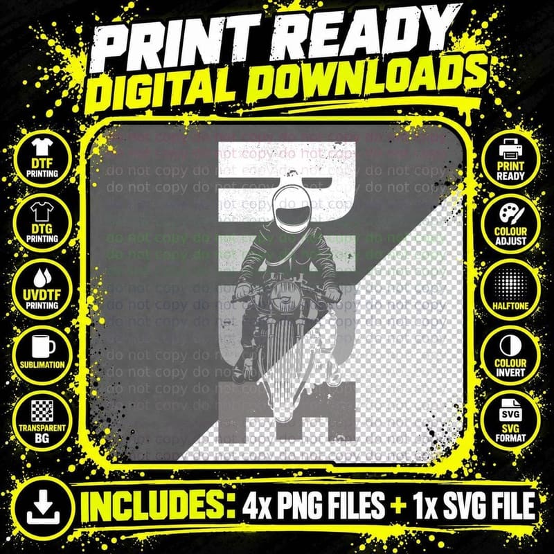 Motorcycle Apparel - Biker Motorcycle T-Shirt Png SVG Digital Bundle