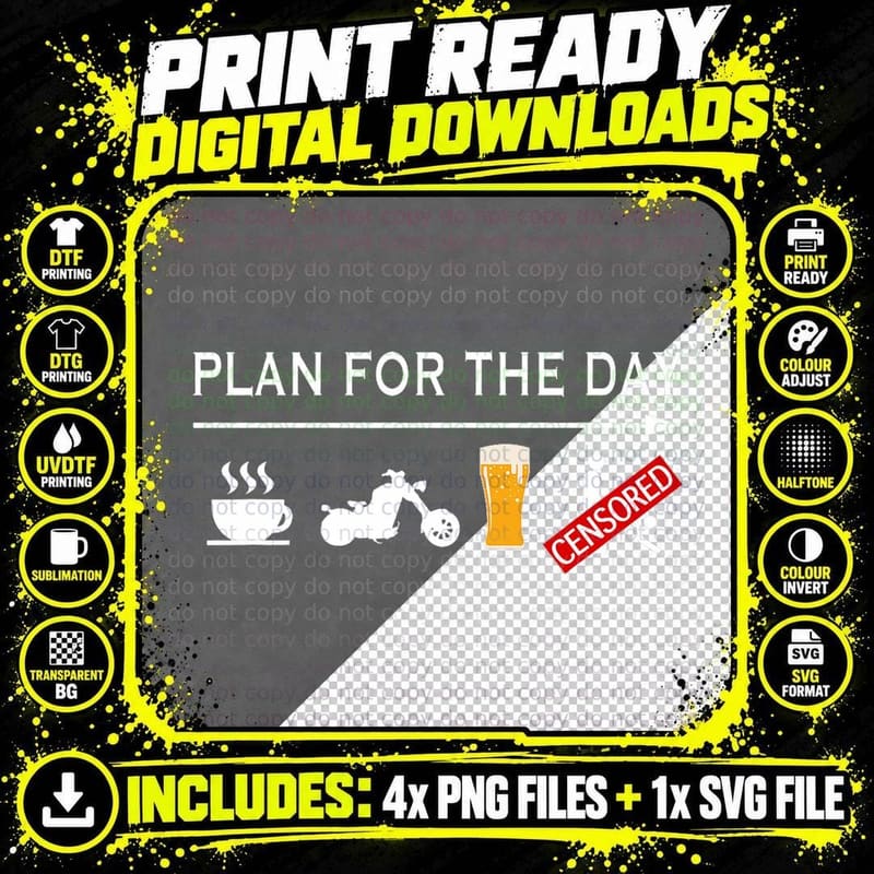 Motorcycle Biker Plan for the Day Adult Humor Biker Png SVG Digital Bundle