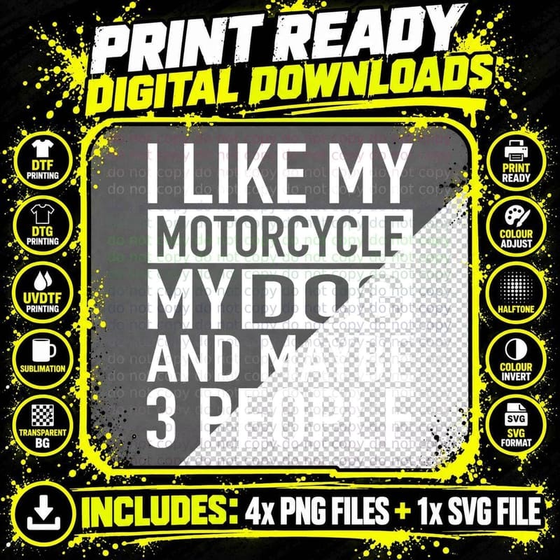 Motorcycle Dog Lover T-Shirt, Biker Apparel Png SVG Digital Bundle