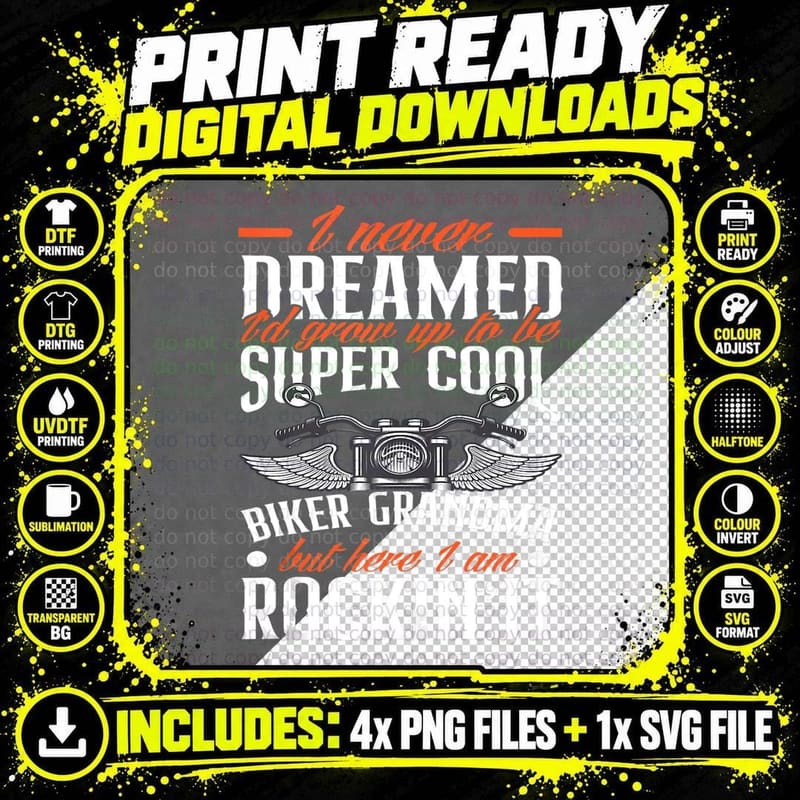 Motorcycle Grandma Biker Grandmother Png SVG Digital Bundle