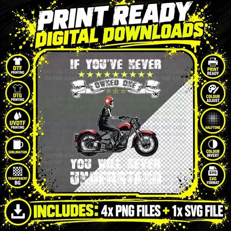Motorcycle Rider T-Shirt, Biker Style Png SVG Digital Bundle
