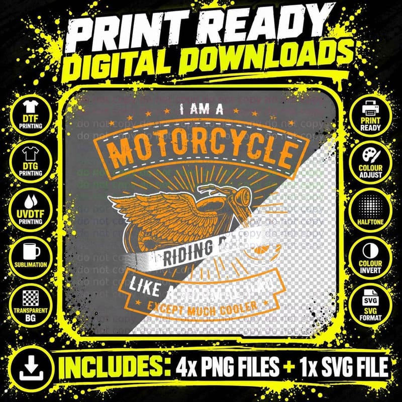 Motorcycle Riding Dad Father's Day T-Shirt Png SVG Digital Bundle