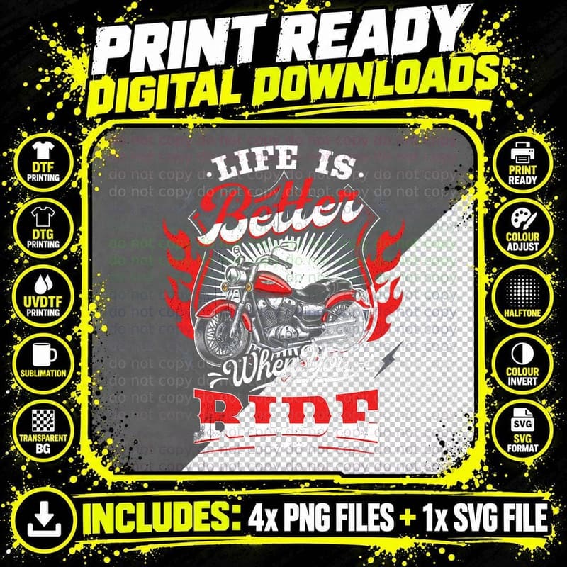 Motorcycle Riding T-Shirt, Retro Motorcycle Art Png SVG Digital Bundle