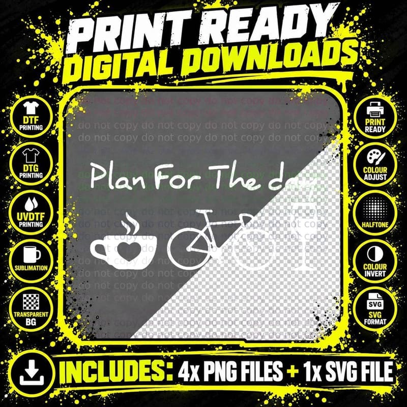 My Plan for Today Coffee Bike Wine for Funny Biker Png SVG Digital Bundle