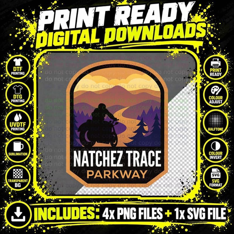 Natchez Trace Parkway Motorcycle Biker T-Shirt Png SVG Digital Bundle