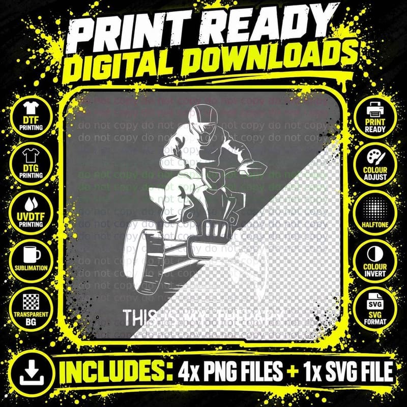 Quading This Is My Therapy ATV Riding Lover Quad Biker Png SVG Digital Bundle