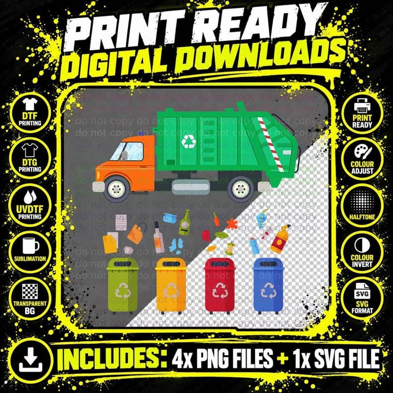 Recycling Garbage Day Shirt Toddler Garbage Truck Shirts Png SVG Digital Bundle
