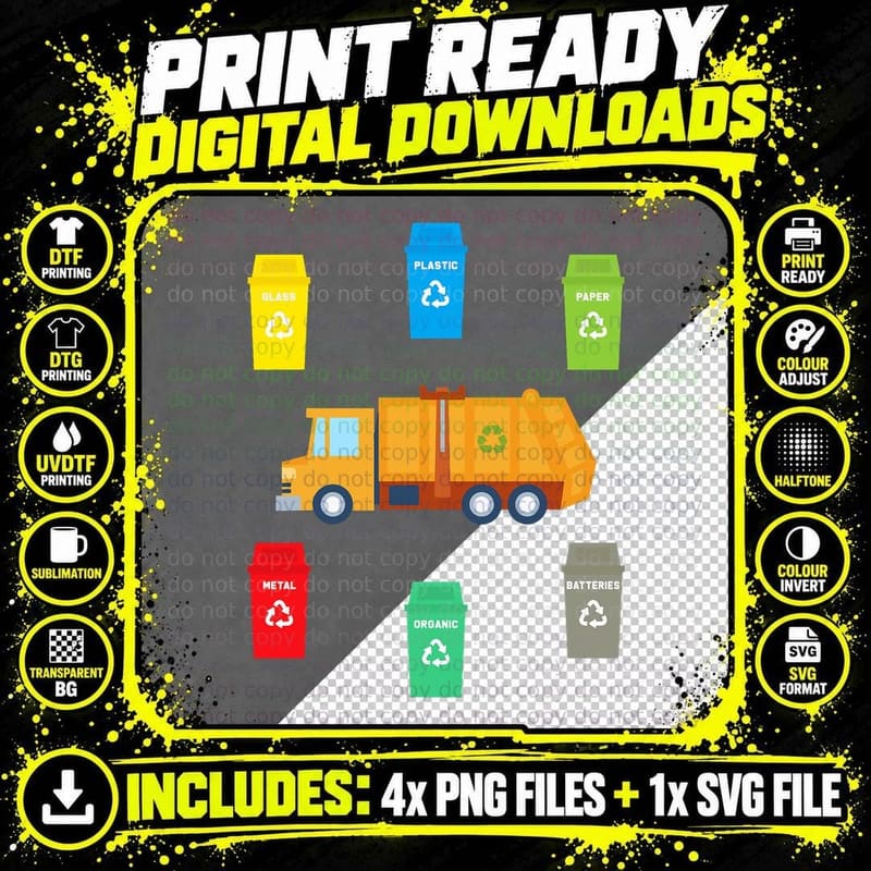 Recycling Trash Garbage Truck T Shirt Funny Toddler Boy Png SVG Digital Bundle