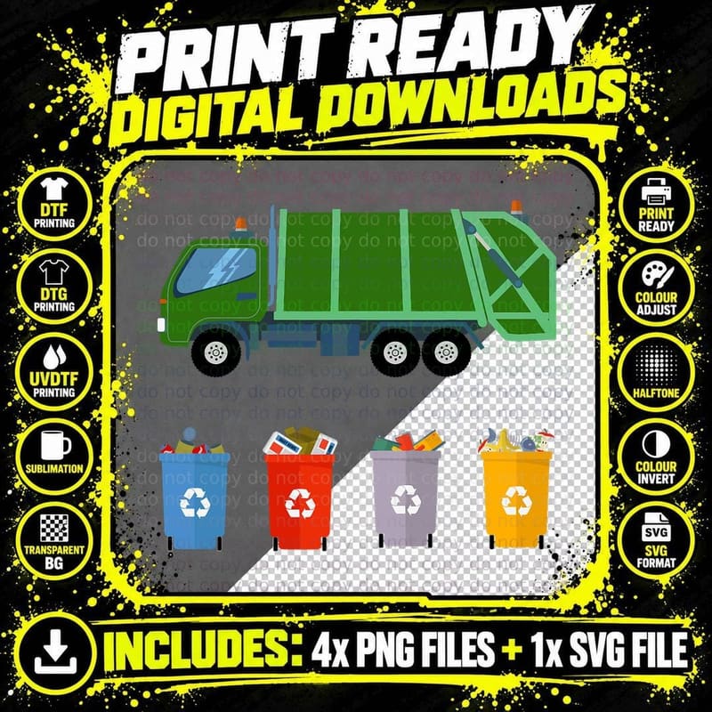Recycling Trash Truck Shirt Kids Garbage Truck T Shirt Png SVG Digital Bundle
