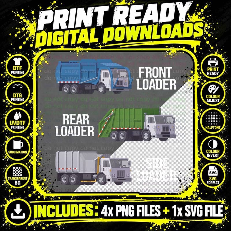 Recycling Trash Waste Separation Garbage Truck T-Shirt Png SVG Digital Bundle