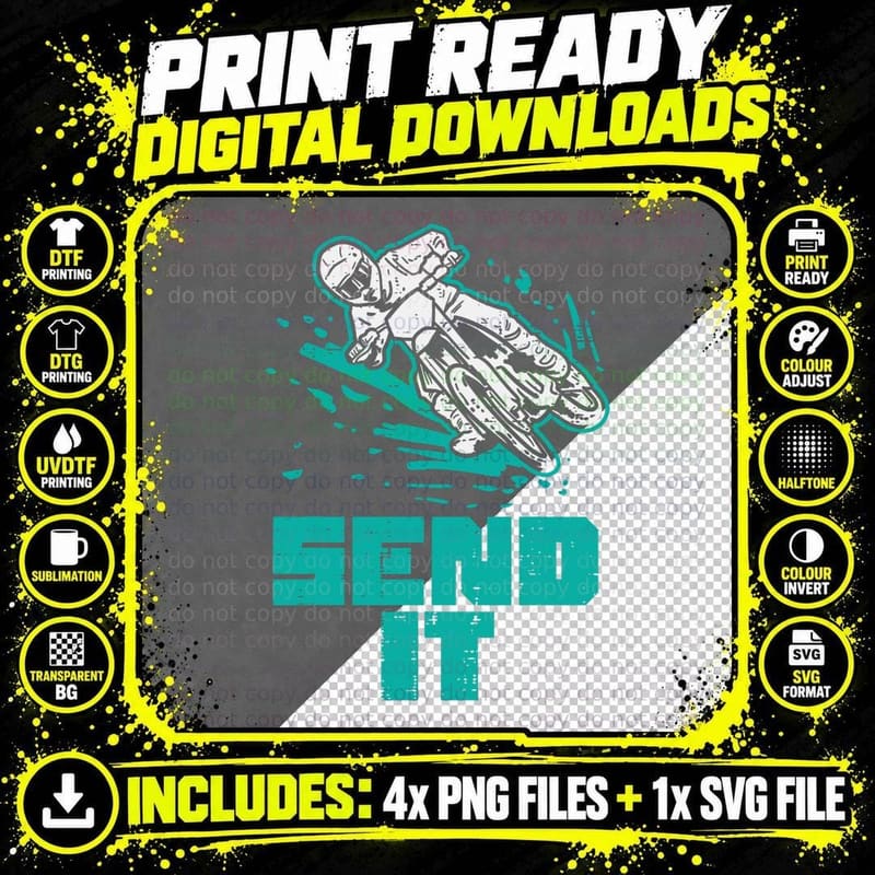 Send It Dirt Bike Motocross Motorcycle Biker Men Women Png SVG Digital Bundle