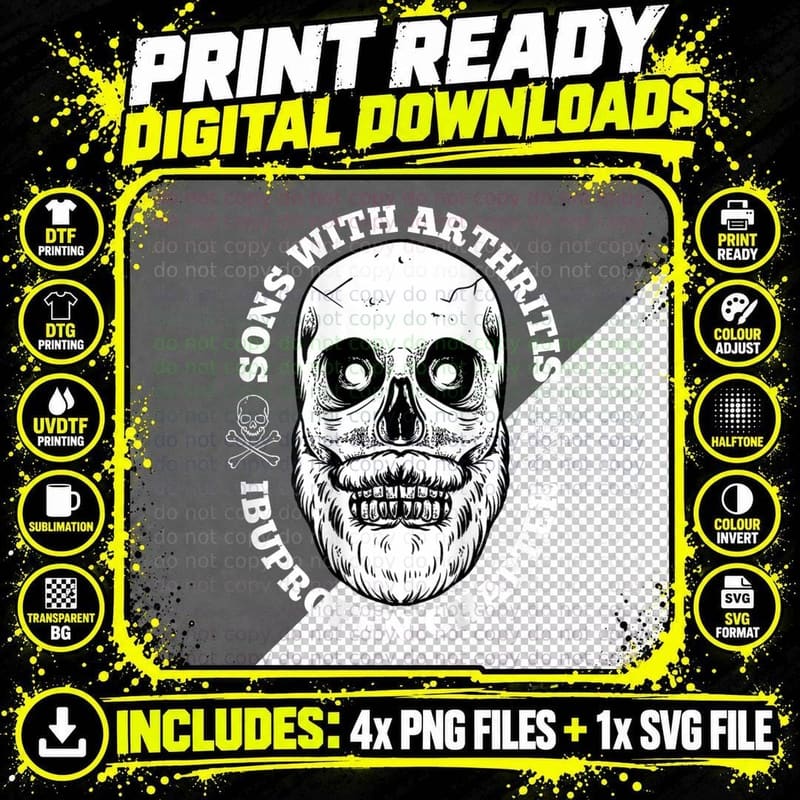 Sons with Arthritis 2 Sided Front Back Funny Retired Png SVG Digital Bundle