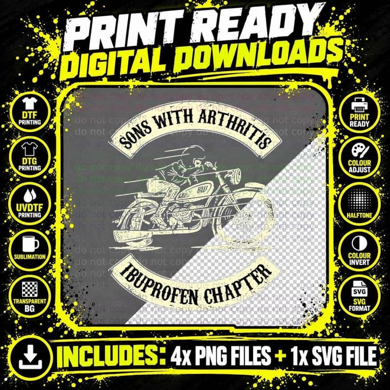 Sons with Arthritis Ibuprofen Chapter T-Shirt Png SVG Digital Bundle