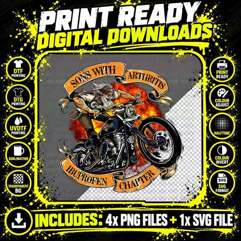 Sons with Arthritis Ibuprofen Chapter T-Shirt Png SVG Digital Bundle