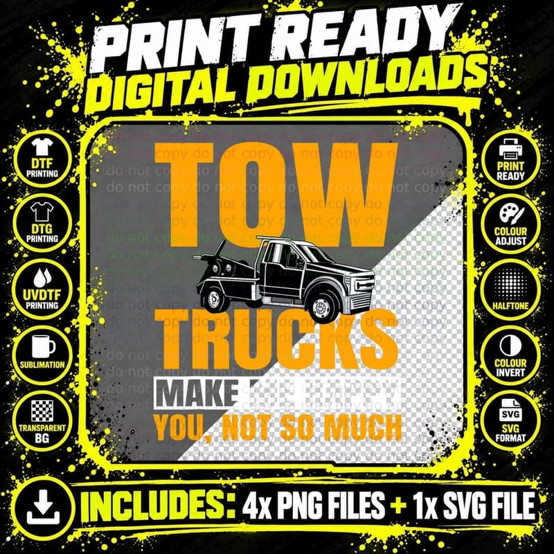 Tow Truck Driver Recovery Vehicle Operator Wrecker Png SVG Digital Bundle