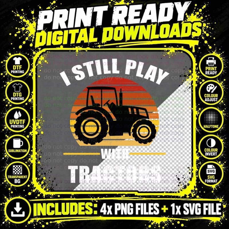 Tractor Driver & Farmer Farming in the Farm Png SVG Digital Bundle