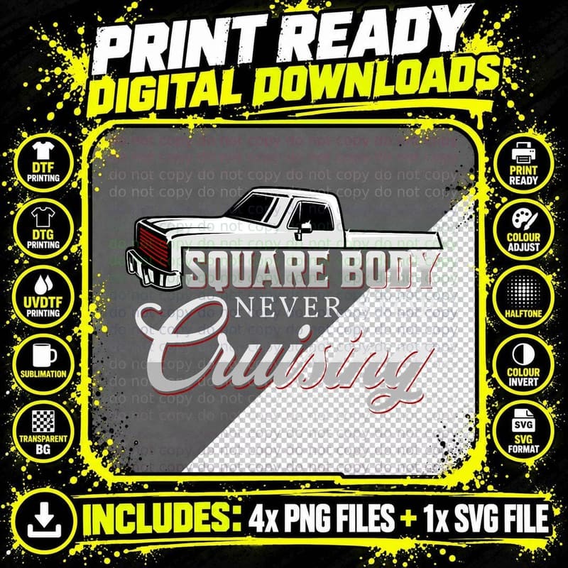 Vintage American Square Body Truck 4x4 Mud Trucks T-Shirt Png SVG Digital Bundle