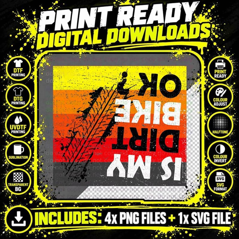 Vintage Is My Dirt Bike Ok Funny - Motocross Dirt Bike Png SVG Digital Bundle
