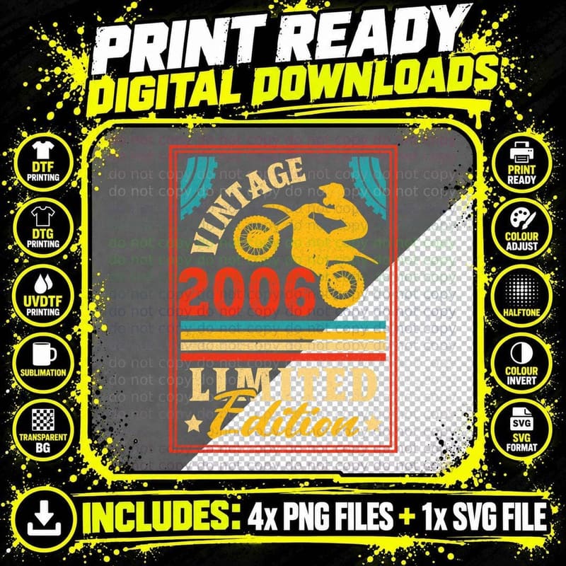 Vintage Motorcycle 2006 Biker Motocross T-Shirt Png SVG Digital Bundle