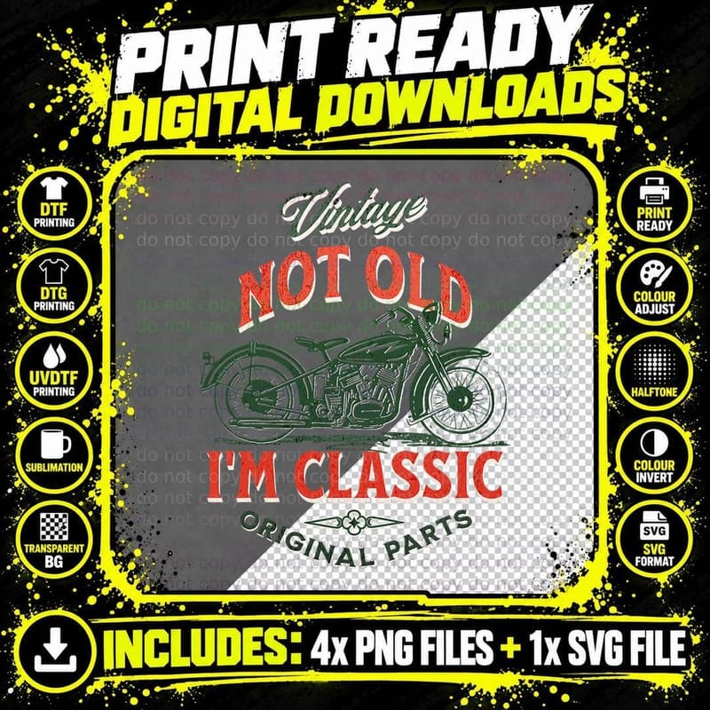 Vintage Motorcycle Dad Granddad T-Shirt Png SVG Digital Bundle