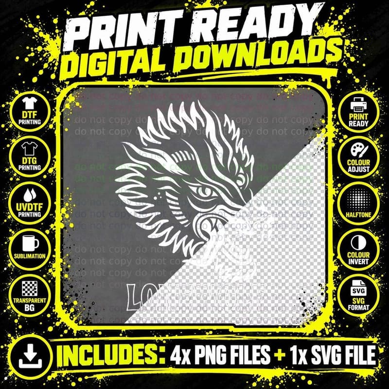 Vintage Wolf Shirt Lonewolf Lone Biker Lowbrow Wolf Png SVG Digital Bundle