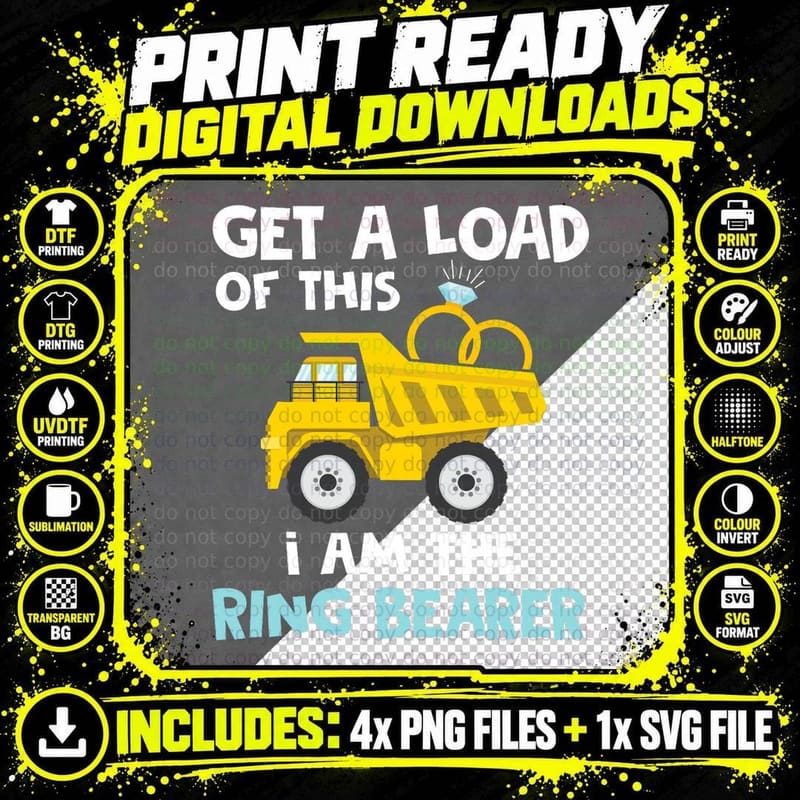Wedding Shirts Ring Bearer Funny Truck Shirts Boys Men Png SVG Digital Bundle
