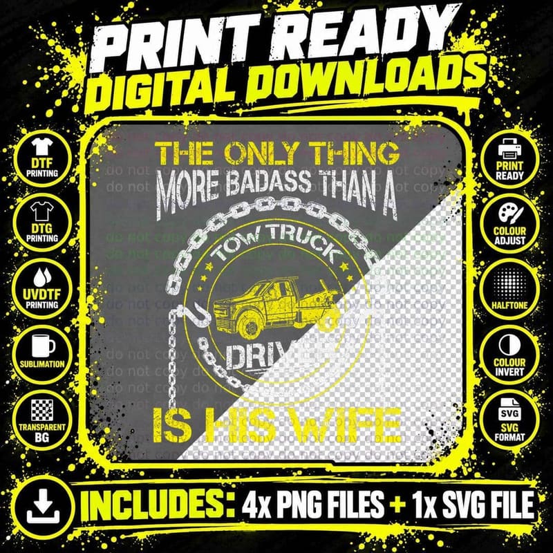 Wrecker Breakdown Recovery - Badass Towing Tow Truck Png SVG Digital Bundle