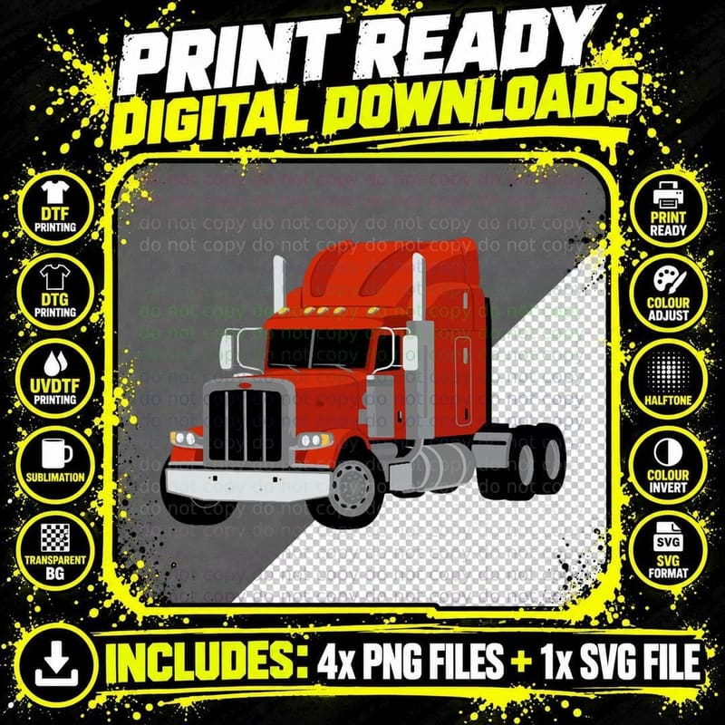 Big Semi Truck Driver Trucker Big Rigg Classic T-Shirt Png SVG Digital Bundle