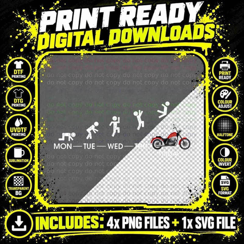 Biker Bike Motorcycle Lovers Classic Png SVG Digital Bundle
