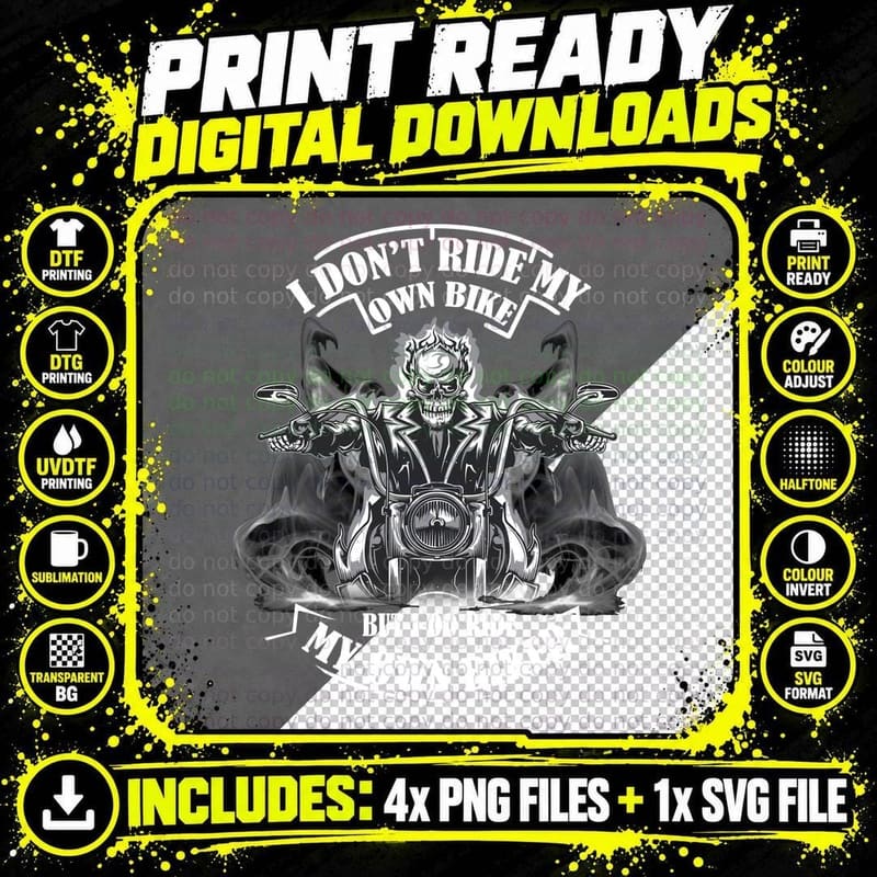 But I Do Ride My Own Biker Shirt, Two Wheels, Moto Club Png SVG Digital Bundle