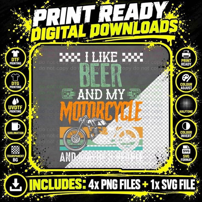 I Like Beer and My Motorcycle and Maybe 3 People Vintage Png SVG Digital Bundle