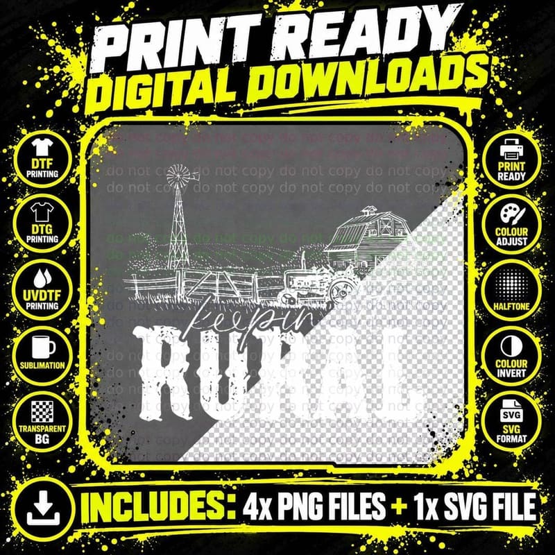 Keepin' It Rural Country Farm Tractor T-Shirt Png SVG Digital Bundle