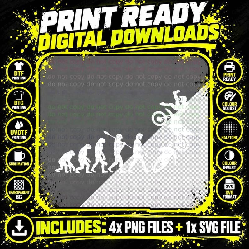 Motocross Evolution Dirt Bike Funny Motorcycle T-Shirt Png SVG Digital Bundle