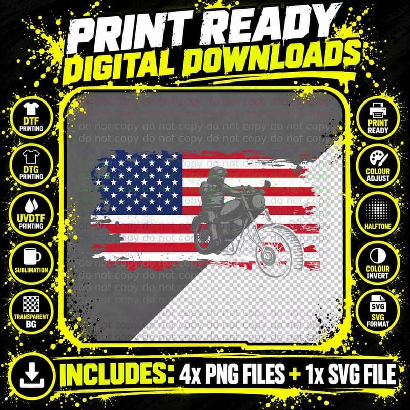 Motorcycle Apparel - Biker Motorcycle T-Shirt Png SVG Digital Bundle
