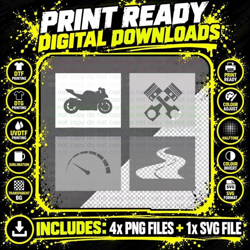 Motorcycle Clothing - Motorcycle T-Shirt Png SVG Digital Bundle