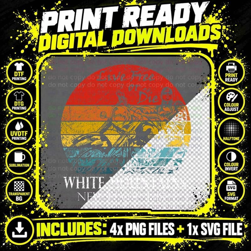 Motorcycle Live Free or Die White Mountains New Png SVG Digital Bundle