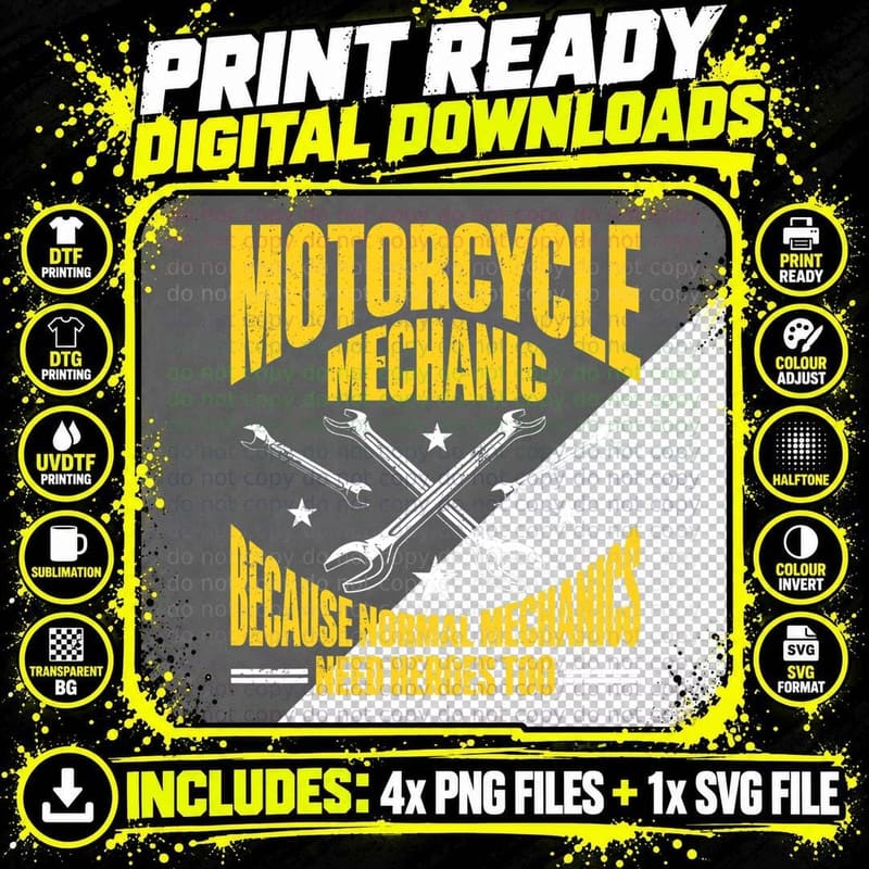 Motorcycle Technician Motorcycle Mechanic T-Shirt Png SVG Digital Bundle