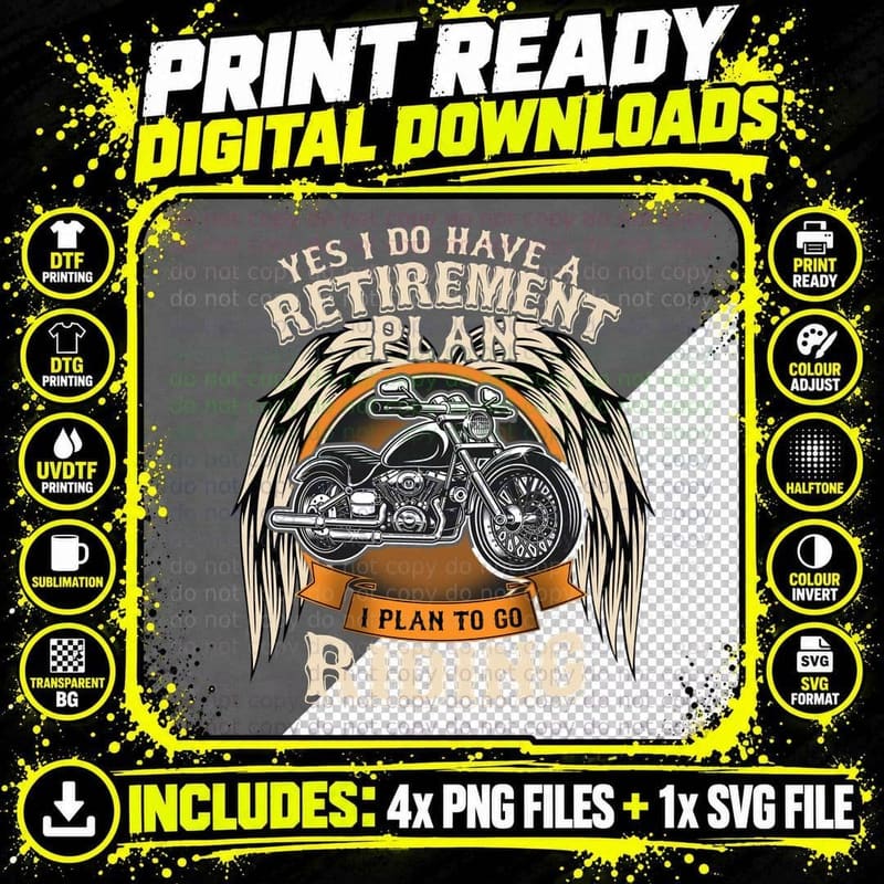 Retirement Biker Shirt, Rebel Spirit, Retro Garage Png SVG Digital Bundle