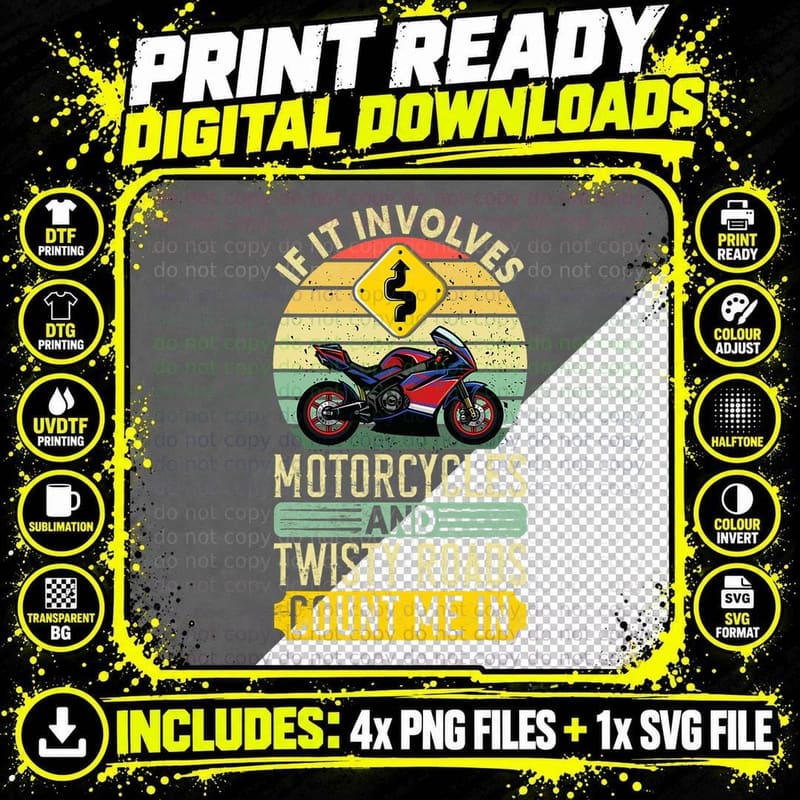 Retro Vintage American Motorcycle Old Biker Funny Png SVG Digital Bundle