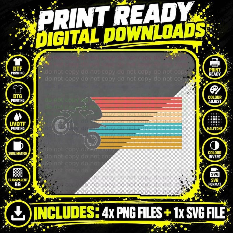 Retro off Road Motorcycle Motocross Enduro Gift T-Shirt Png SVG Digital Bundle