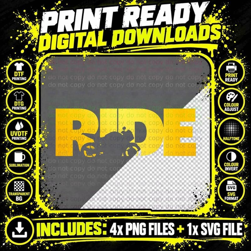 Ride Bike Design Motorcycle Biker Life T-Shirt Png SVG Digital Bundle